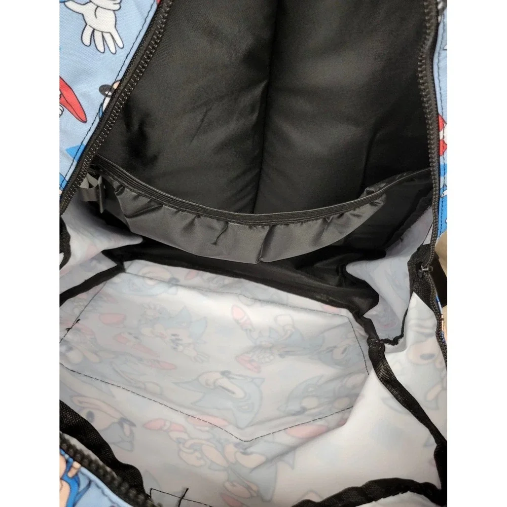 Sonic the Hedgehog Backpack Kids Blue Excellent All Over Print Gamer School Bag
